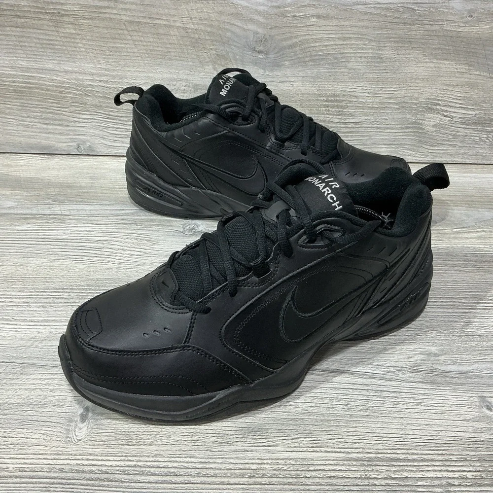 Nike Air Monarch IV Shoes Men's Size 11.5 4E Black Leather Cross Trainer Walking